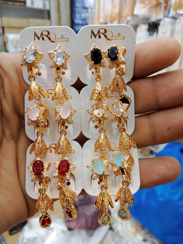 Elegant Star-Leaf Drop Earrings with Crystal Variants