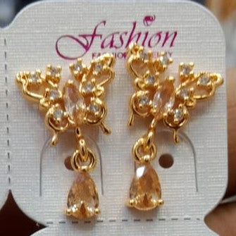 Butterfly Drop Earrings with Teardrop Gemstones