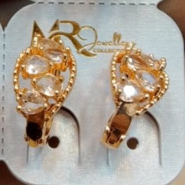 Teardrop Cluster Earrings with Gold-Tone Frame