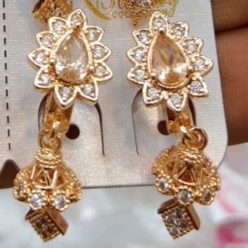 Elegant Teardrop Dangle Earrings with Floral Frame Design