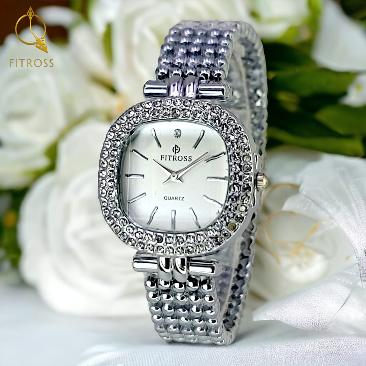 Fitross Branded Luxury Ladies Watch – Elegant Gold Chain with Crystal Accents