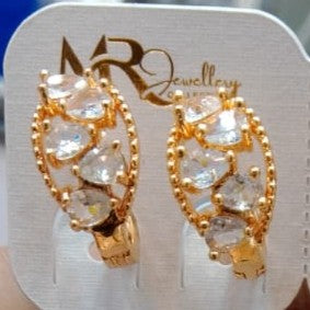 Teardrop Cluster Earrings with Gold-Tone Frame