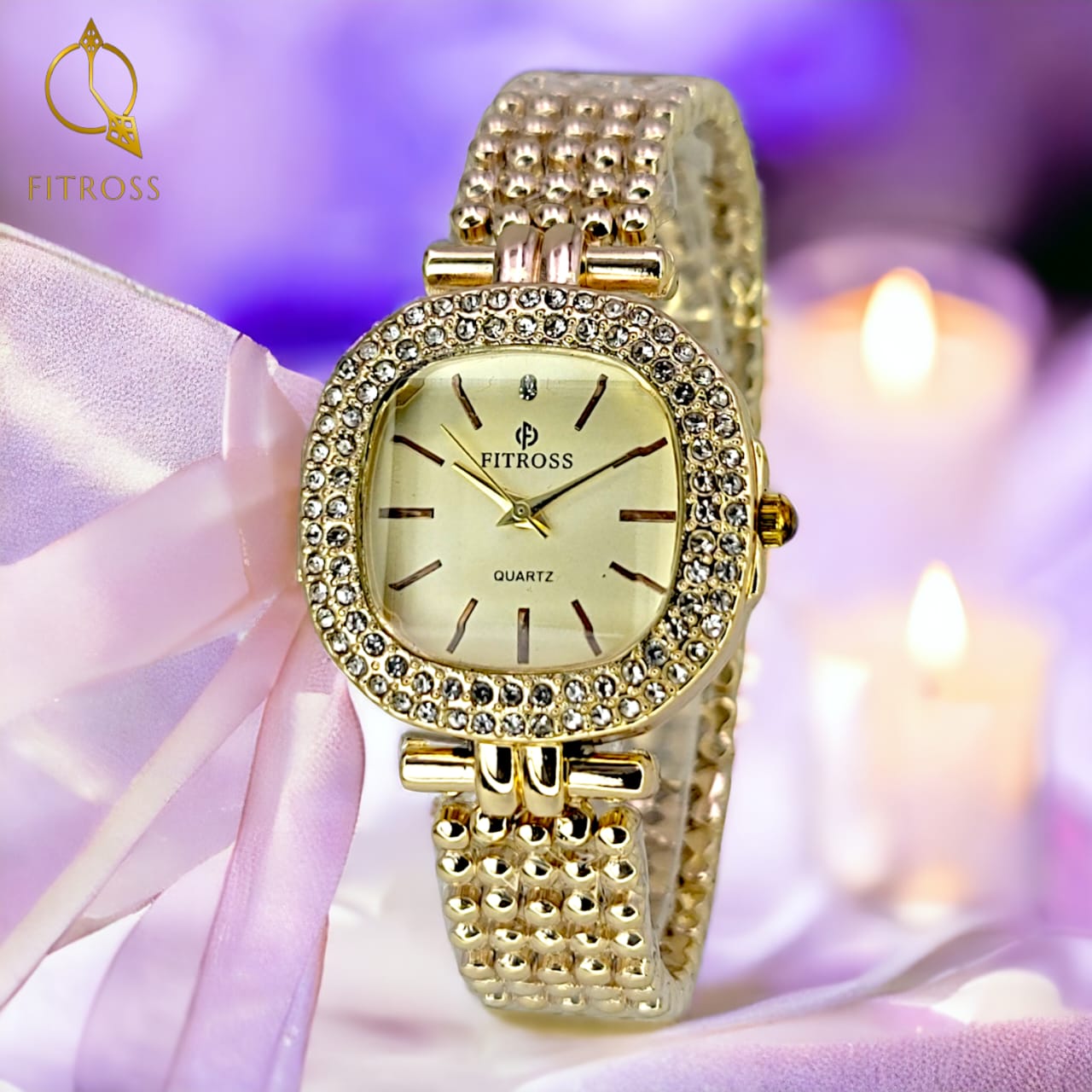 Fitross Branded Luxury Ladies Watch – Elegant Gold Chain with Crystal Accents