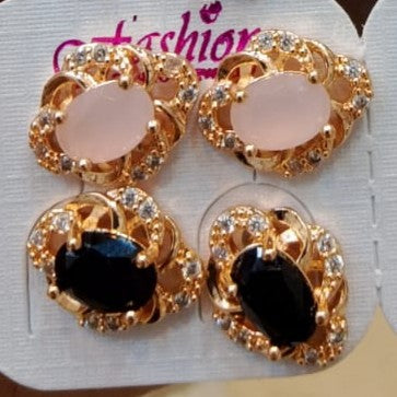 Oval Crystal Stud Earrings Set