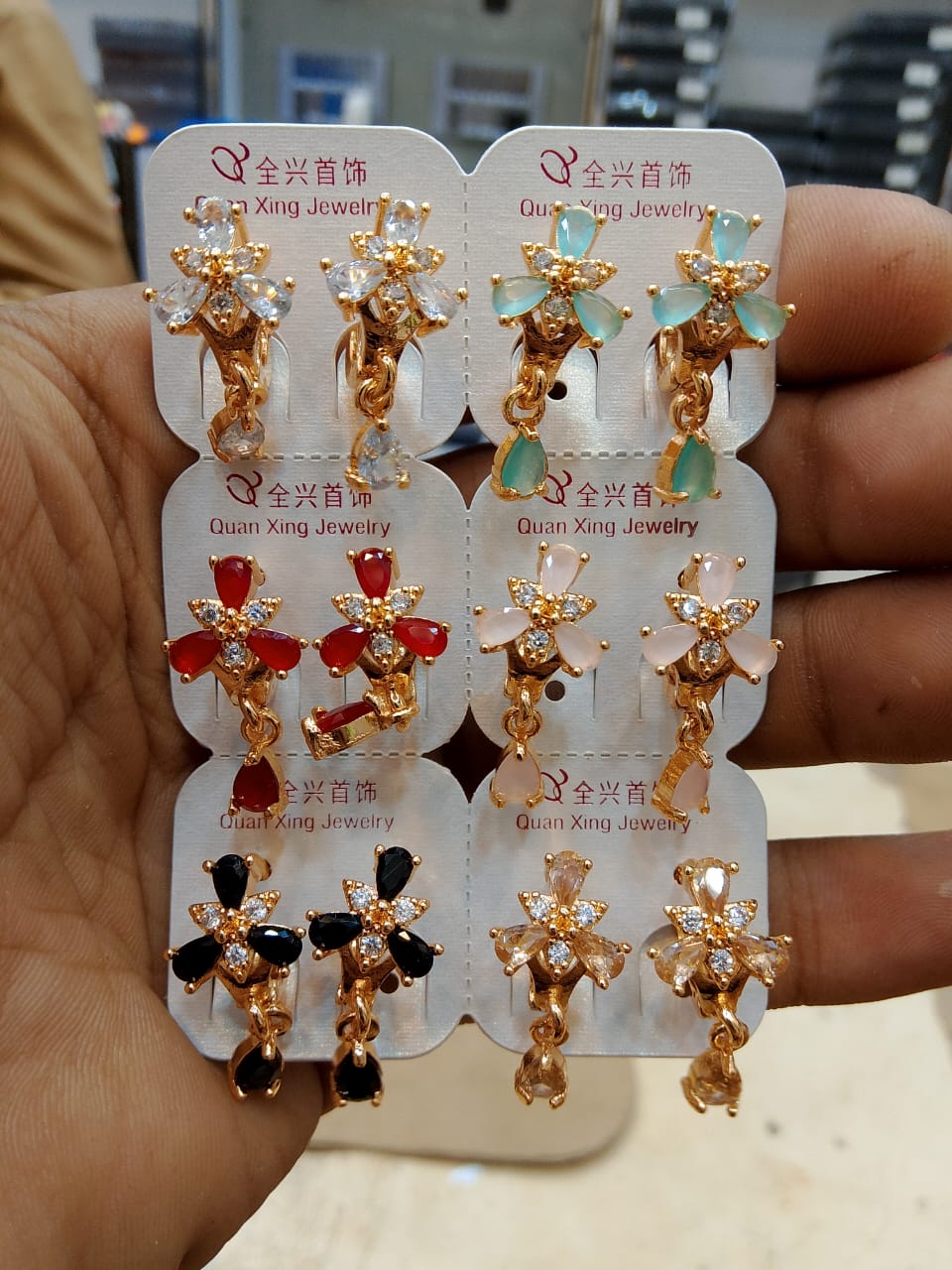 Floral Elegance Gemstone Earrings Set